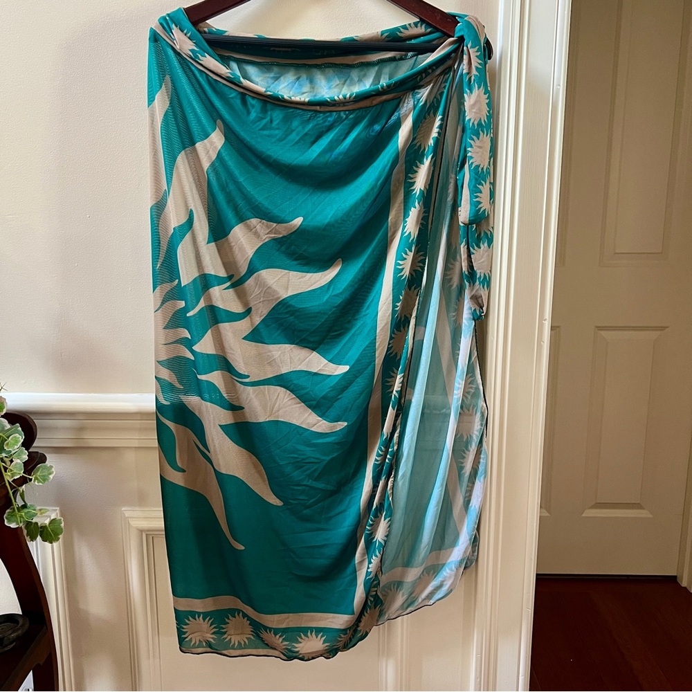 Emerald Green & Gold Sunburst Swim Coverup Sarong